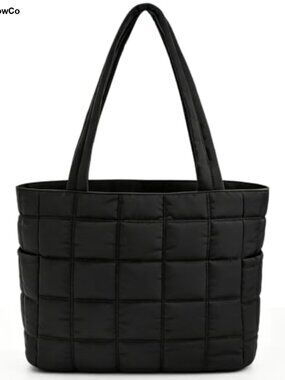 Puffer Tote Bag for Women Puffy Laptop Handbag Work Gym